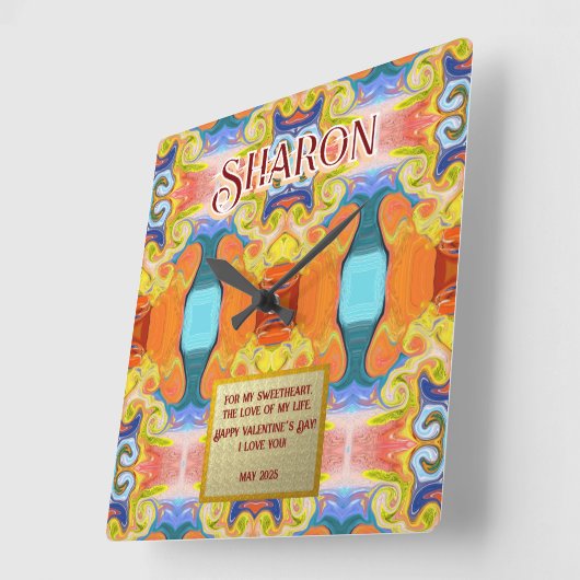 私はあなたを愛すユニークる抽象芸術アールデコ大理石 スクエア壁時計 (傾斜)