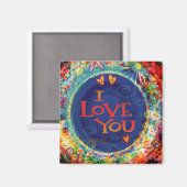 私はあなたを愛カラフルするフローラインスピレーショントレンディー マグネット (正面/裏面)