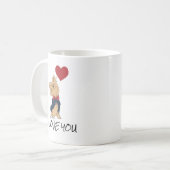 私はあなたを愛パーソナライズされたする可愛いヨークシャーテリアイラストレーション コーヒーマグカップ (正面左)