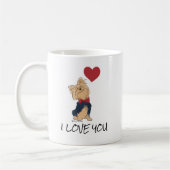 私はあなたを愛パーソナライズされたする可愛いヨークシャーテリアイラストレーション コーヒーマグカップ (左)