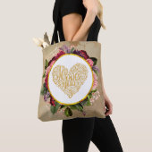 私はあなたを愛ファンシーし華美て花模様 トートバッグ (クローズアップ)