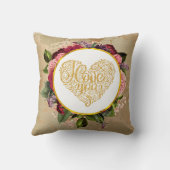 私はあなたを愛ファンシーし華美る金のハートI クッション (裏面)