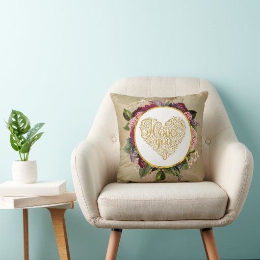 私はあなたを愛ファンシーし華美る金のハートI クッション (椅子)