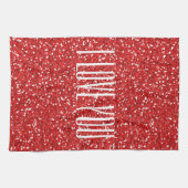 私はあなたを愛フェイクするグリッターまたはあなた自身の文字 キッチンタオル (横)