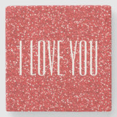 私はあなたを愛フェイクするグリッターまたはあなた自身の文字 ストーンコースター (正面)