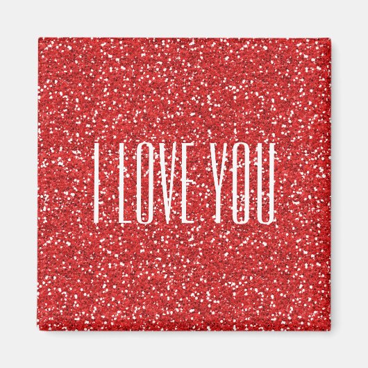 私はあなたを愛フェイクするグリッターまたはあなた自身の文字 マグネット (正面)