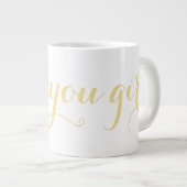 私はあなたを愛フェイクする金ゴールドタイポグラフィバレンティンズデイビッグ ジャンボコーヒーマグカップ (正面右)