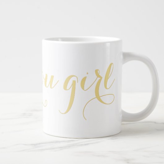 私はあなたを愛フェイクする金ゴールドタイポグラフィバレンティンズデイビッグ ジャンボコーヒーマグカップ (右)