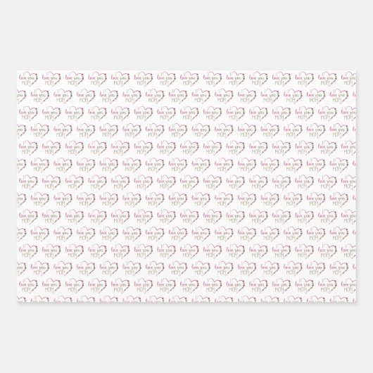 私はあなたを愛ママ引用文ピンクグリッターハート ラッピングペーパーシート (正面3)