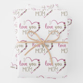 私はあなたを愛ママ引用文ピンクグリッターハート ラッピングペーパーシート (インサイチュ)