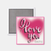 私はあなたを愛モダンしているピンクハート マグネット (正面/裏面)