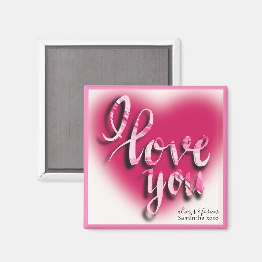 私はあなたを愛モダンしているピンクハート マグネット (正面/裏面)