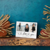 私はあなたを愛モダンするハートスクリプト写真コラージュ フォトプラーク (側面)