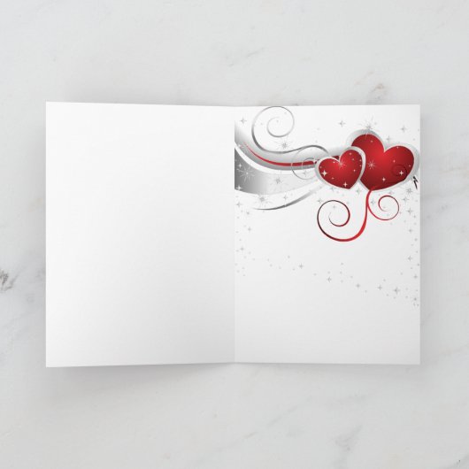 私はあなたを愛赤と白するハートバレンタインデー シーズンカード (内部)