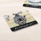 私はあなたを探しているゼブラの写真と文字 スクエアペーパーコースター (アングル)