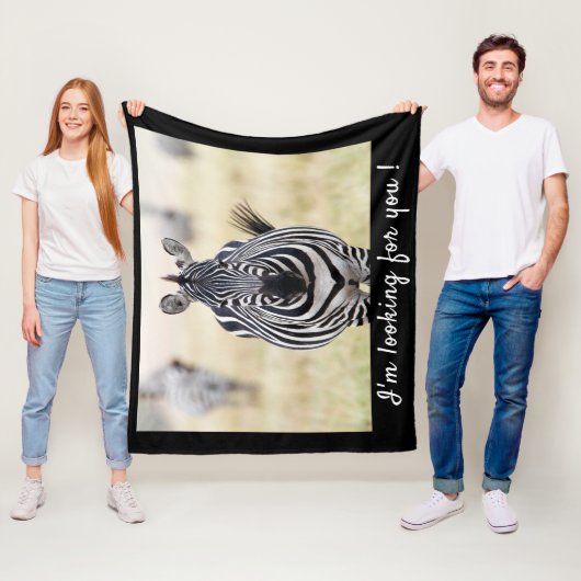 私はあなたを探しているゼブラの写真と文字 フリースブランケット (インサイチュ)