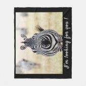 私はあなたを探しているゼブラの写真と文字 フリースブランケット (正面)