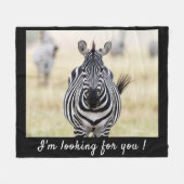 私はあなたを探しているゼブラの写真と文字 フリースブランケット (正面(横))