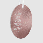 私はあなたを月とバックに愛するバラ金ゴールド オーナメント (正面)
