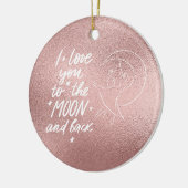 私はあなたを月とバックに愛するバラ金ゴールド セラミックオーナメント (左)