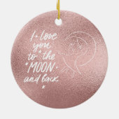 私はあなたを月とバックに愛するバラ金ゴールド セラミックオーナメント (裏面)