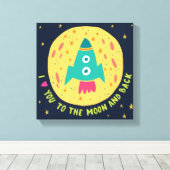 私はあなたを月とバックのロケット船に愛している キャンバスプリント (インサイチュ (ウッドフロア))