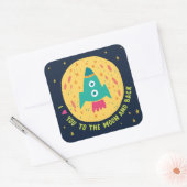 私はあなたを月とバックのロケット船に愛している スクエアシール (封筒)