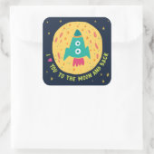 私はあなたを月とバックのロケット船に愛している スクエアシール (バッグ)