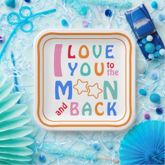 私はあなたを月とバックスクエアに愛する紙プレート ペーパープレート (パーティー)