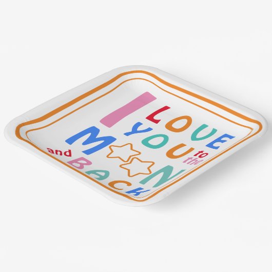 私はあなたを月とバックスクエアに愛する紙プレート ペーパープレート (傾斜あり)