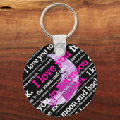 私はあなたを月とバックタイポグラフィに愛している キーホルダー (正面)