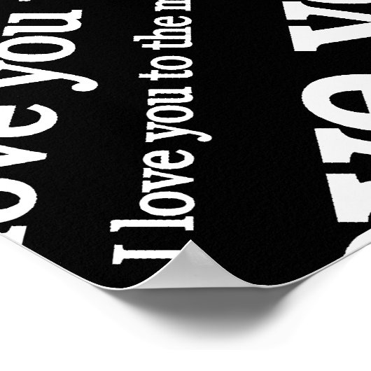 私はあなたを月とバックタイポグラフィに愛している ポスター (角)