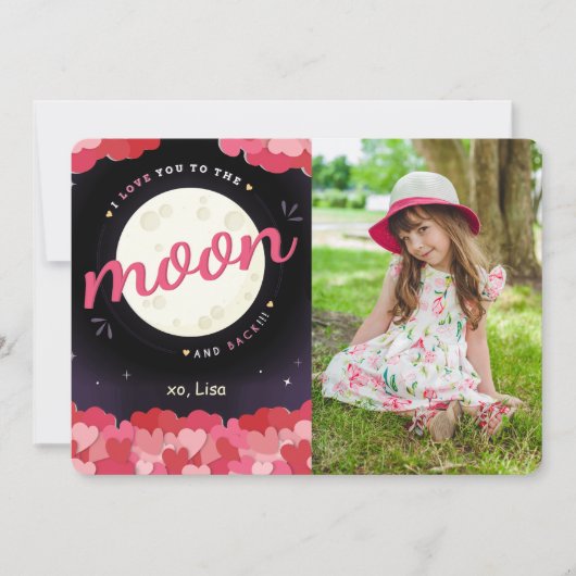 私はあなたを月とバックフォトカードに愛している (正面)