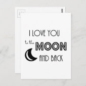 私はあなたを月とバック白黒に愛している ポストカード (正面/裏面)