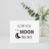 私はあなたを月とバック白黒に愛している ポストカード (スタンド正面)