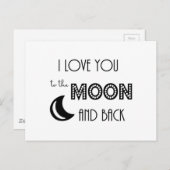 私はあなたを月とバック白黒に愛している ポストカード (正面/裏面)