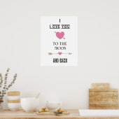 私はあなたを月に愛し、戻るピンクのハート ポスター (キッチン)