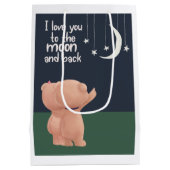 私はあなたを月に愛し、2つの可愛いクマをバック ミディアムペーパーバッグ (裏面)