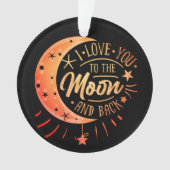 私はあなたを月に戻る黒い可愛いギフトモダンに愛する オーナメント (正面)