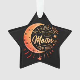 私はあなたを月に戻る黒い可愛いギフトモダンに愛する オーナメント