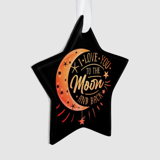 私はあなたを月に戻る黒い可愛いギフトモダンに愛する オーナメント (正面)