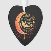 私はあなたを月に戻る黒い可愛いギフトモダンに愛する オーナメント (正面)