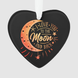 私はあなたを月に戻る黒い可愛いギフトモダンに愛する オーナメント