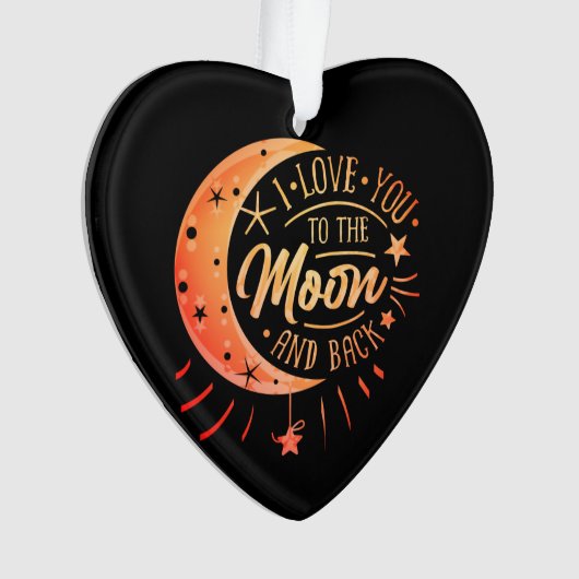 私はあなたを月に戻る黒い可愛いギフトモダンに愛する オーナメント (正面)