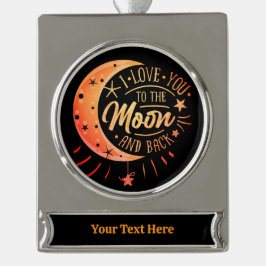 私はあなたを月に戻る黒い可愛いギフトモダンに愛する シルバープレートバナーオーナメント