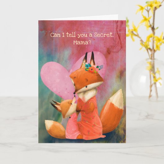 私はあなたを永遠に愛し続けるママキツネ カード (黄色い花)