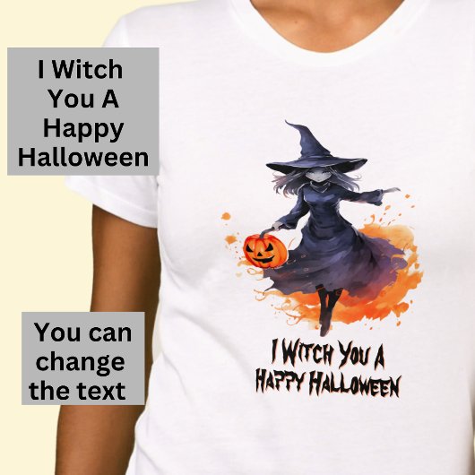 私はあなたを白いハッピーハローウィンに魔女 Tシャツ