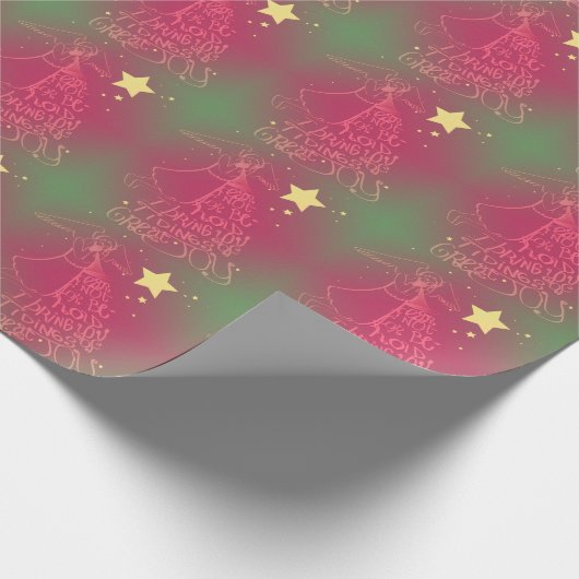 "私はあなたを知らせる"エンジェルピンクと緑 ラッピングペーパー (角)