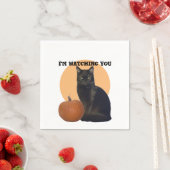 私はあなたを見ている |黒猫とオレンジカボチャ スタンダードカクテルナプキン (インサイチュ)