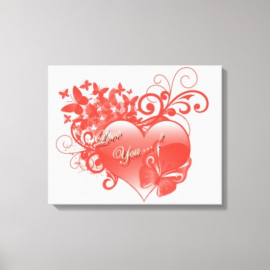 私はあなたを赤いハート キャンバスプリント (正面)
